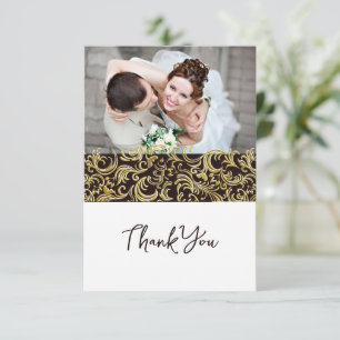 Luxuriöses Schwarz-Gold-Design mit Foto Dankeskarte