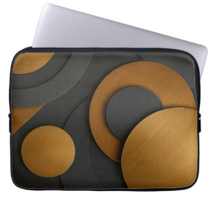 Luxuriöses Schwarz-Gold-geometrisches Abstract-Des Laptopschutzhülle