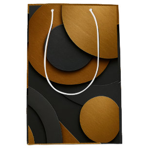 Luxuriöses Schwarz-Gold-geometrisches Abstract-Des Mittlere Geschenktüte