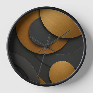 Luxuriöses Schwarz-Gold-geometrisches Abstract-Des Uhr