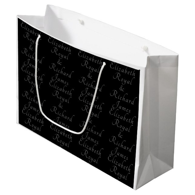 Luxuriöses Schwarz-Gold Hochzeitsthema Elegant Große Geschenktüte (Vorderseite Schrägansicht)
