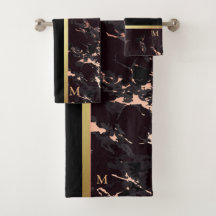 Luxuriöses Schwarz-Gold-Marmor Mit Monogramm