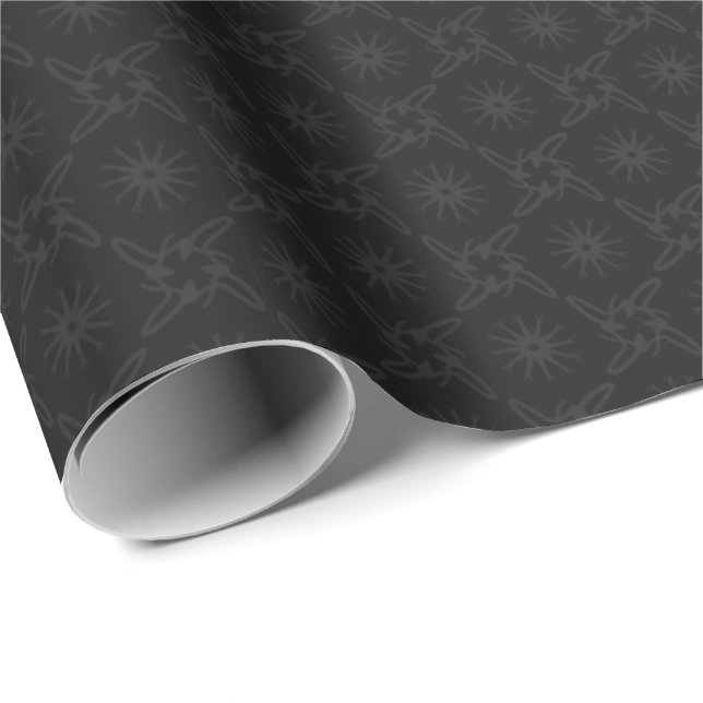 Luxuriöses Schwarz & Grau Muster Geschenkpapier (Rolleneckpunkt)