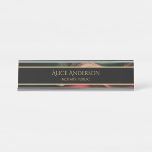 Luxuriöses schwarz-grün Gold elegantes Büro Schreibtischnamensplakette