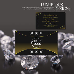 Luxuriöses Schwarz mit Gold-Dekoration Diamanten u Visitenkarte