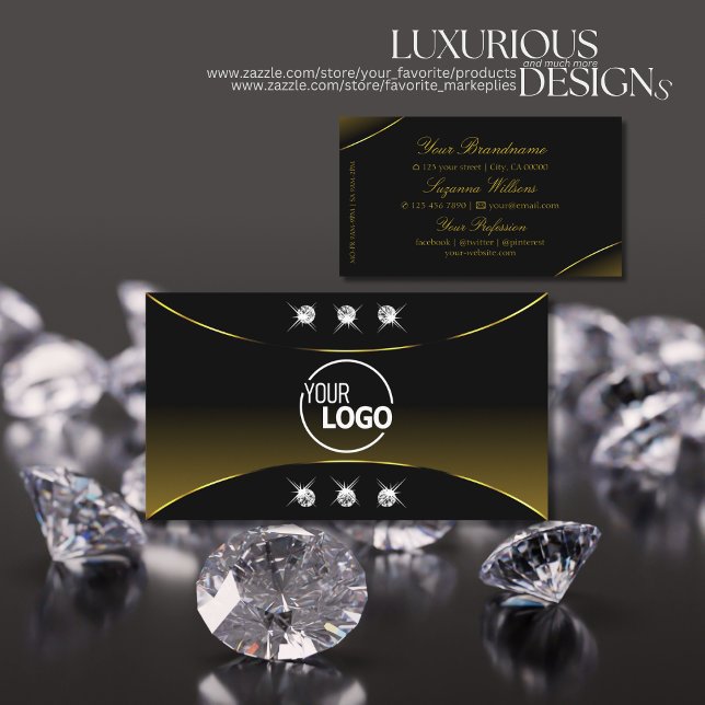 Luxuriöses Schwarz mit Gold-Dekoration Diamanten u Visitenkarte (Von Creator hochgeladen)