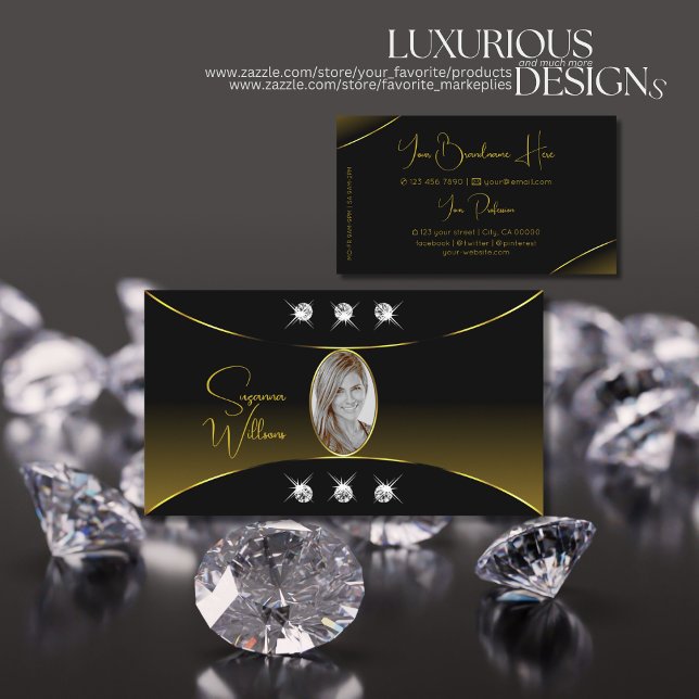 Luxuriöses Schwarz mit goldenem Dekor Diamanten un Visitenkarte (Von Creator hochgeladen)