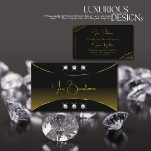 Luxuriöses Schwarz mit goldenem Dekor Sparkle Diam Visitenkarte