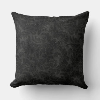 Luxuriöses Schwarz monochromatisches Floral Damask Kissen