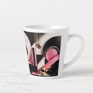 Luxuriöses Schwarz-Rosa-Marmor-Geometrie-Design Milchtasse