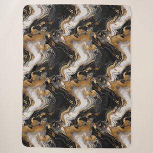 Luxuriöses Schwarz und Gold Marmor Sherpa Blanket Sherpadecke