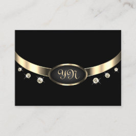 Luxuriöses Schwarz und Gold mit Monogram Diamonds Visitenkarte