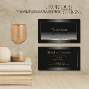 Luxuriöses Schwarz und Weiß Ombre Gold Frame Ele Visitenkarte