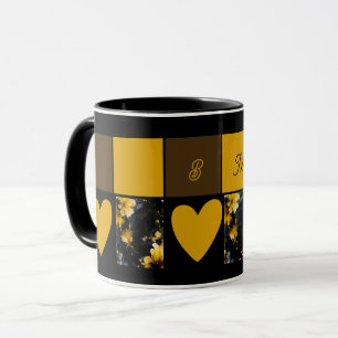 luxuriöses schwarzes Gold in zartem Blumenmarmor Tasse