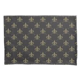 Luxuriöses schwarzes GoldLilien-Muster Kissenbezug