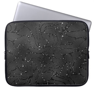 Luxuriöses schwarzes Hintergrundmuster mit Glanzli Laptopschutzhülle