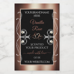 Luxuriöses schwarzes Rosegold Shimmery Dekor Produ Lebensmitteletikett