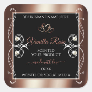 Luxuriöses schwarzes Rosegold Shimmery Dekor Produ Quadratischer Aufkleber