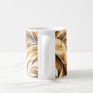 Luxuriöses Sepia-Beige-Tropenpalmblatt-Muster Kaffeetasse