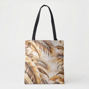 Luxuriöses Sepia-Beige-Tropenpalmblatt-Muster Tasche