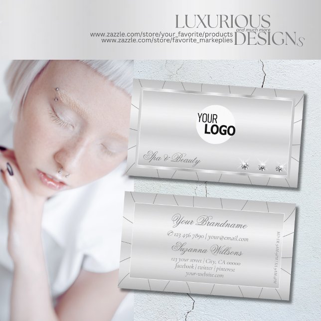 Luxuriöses Silber mit Verzierten Diamanten und Log Visitenkarte (Von Creator hochgeladen)