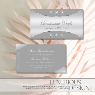 Luxuriöses Silber und Grau mit glänzenden Diamante Visitenkarte
