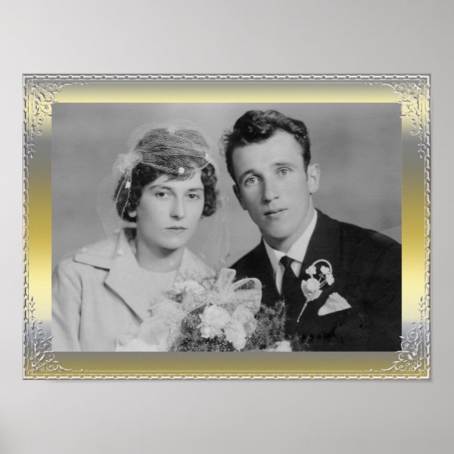 Luxuriöses silberfarbenes Foto Poster (Vorne)