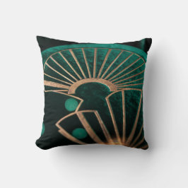 Luxuriöses Smaragdgrün und Art Deco Messing Kissen