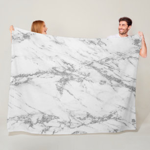 Luxuriöses Trendy Silver Glitzer Marmor Fleecedecke