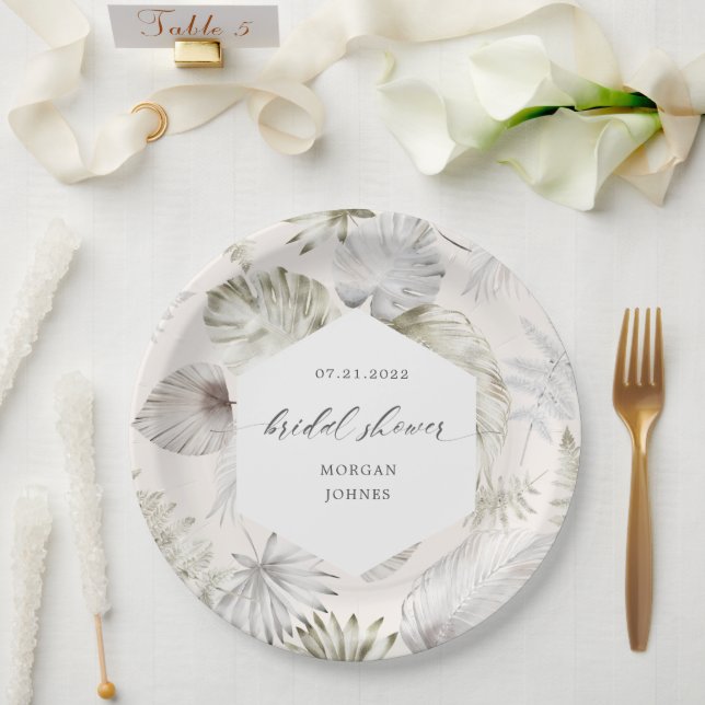 Luxuriöses tropisches Foliage-Brautparty Pappteller (Hochzeit)
