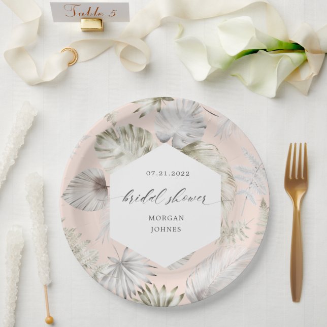 Luxuriöses tropisches Foliage-Brautparty Pappteller (Hochzeit)