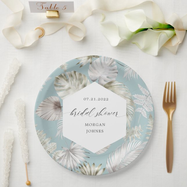 Luxuriöses tropisches Foliage-Brautparty Pappteller (Hochzeit)