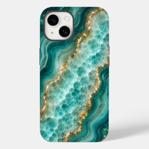 Luxuriöses Türkis-Achat-Marmor mit Goldadern Case-Mate iPhone 14 Hülle