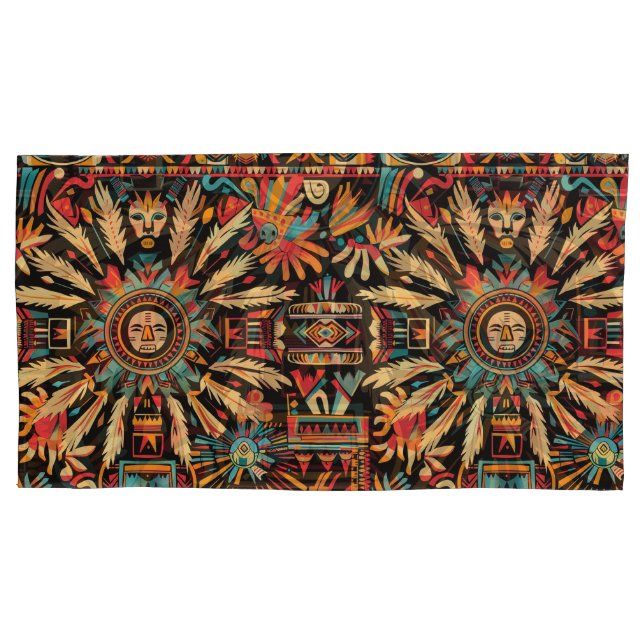 Luxuriöses Türkis "Aztec Dream" König Pillowcases Kissenbezug (Vorderseite-Links)