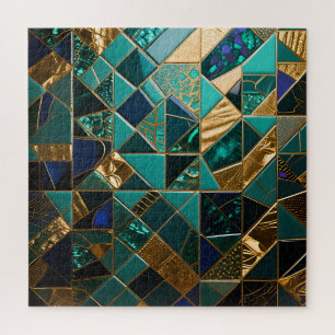 Luxuriöses Türkis Gold Geometrisches Mosaikmuster