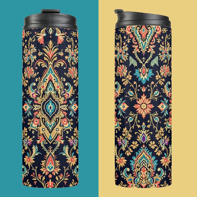 Luxuriöses Verziertes Damaskus-Muster mit floralen Thermosbecher (Von Creator hochgeladen)