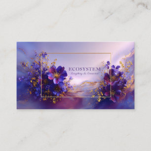 Luxuriöses Violett Gold Abstrakt Floral Geometrisc Visitenkarte