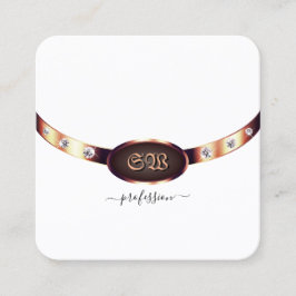 Luxuriöses Weiß und Rose Gold mit Juwelen Mit Mono Quadratische Visitenkarte