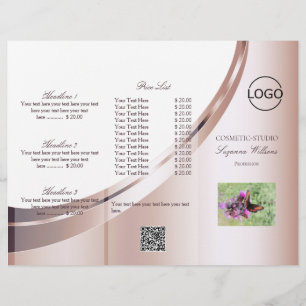 Luxuriöses weißes Rosengold mit Logo und QR-Code Flyer