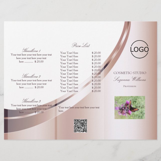 Luxuriöses weißes Rosengold mit Logo und QR-Code Flyer (Vorne)