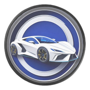 Luxuriöses weißes Sportwagen-Emblem Eishockey Puck
