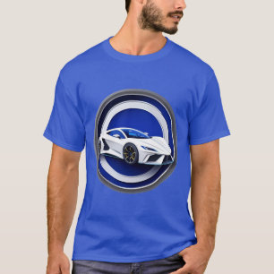 Luxuriöses weißes Sportwagen-Emblem T-Shirt