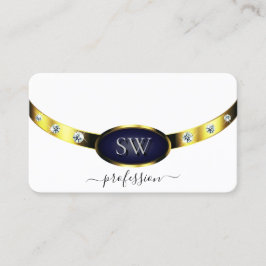 Luxuriöses White Gold Blue mit Monogram Beruflich Visitenkarte