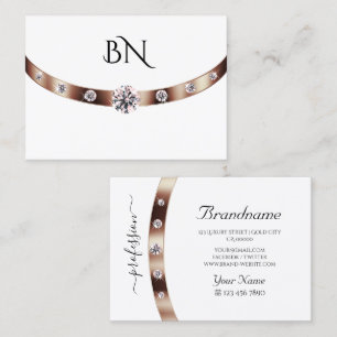 Luxuriöses White Rose Gold mit Monogram und Diamon Visitenkarte