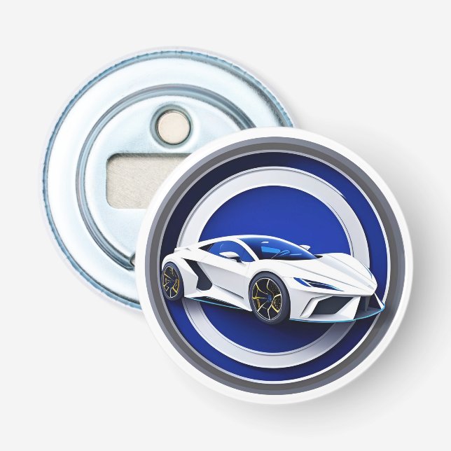 Luxuriöses White Sports Car Emblem Flaschenöffner (Vorderseite)