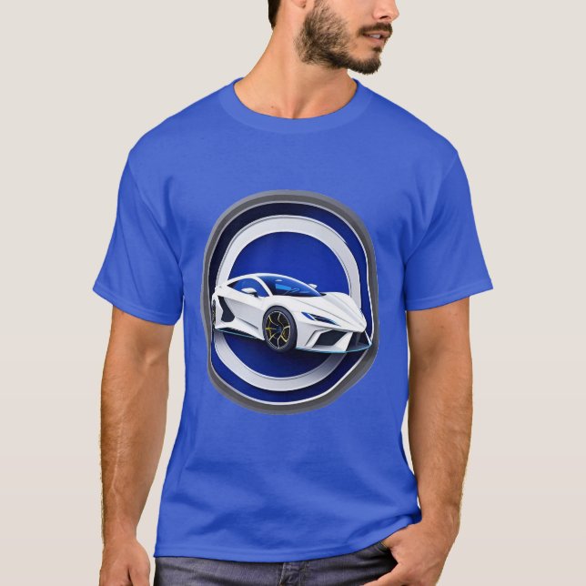 Luxuriöses White Sports Car Emblem T-Shirt (Vorderseite)