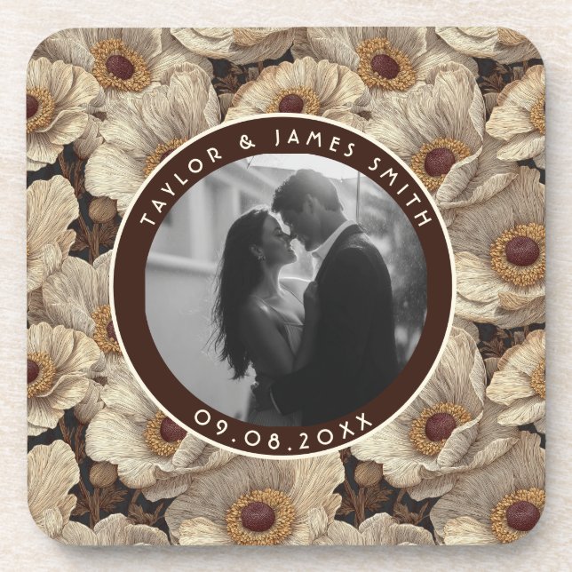 Luxurious Anemones Petal Vineyard Wedding Getränkeuntersetzer (Vorderseite)