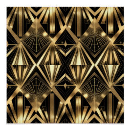 Luxurious Art Deco Geometric Gold and Black  Poster
