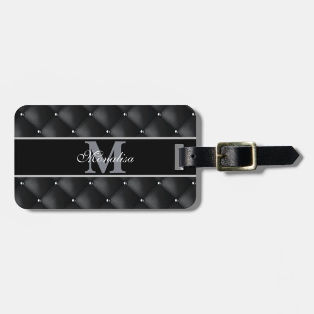 luxurious black design monogramed personalized   gepäckanhänger (Vorderseite horizontal)