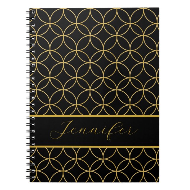 Luxurious Black & Gold Circles Personalized Notizblock (Vorderseite)